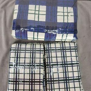 West point Stevens fitted‎ king plaid vintage sheet set Blue White Pillow Case